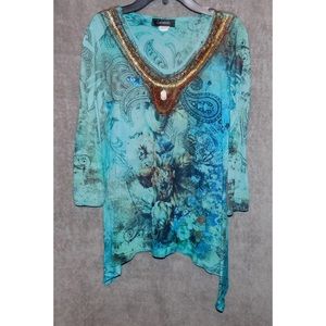 Legend turquoise and sequins women’s top